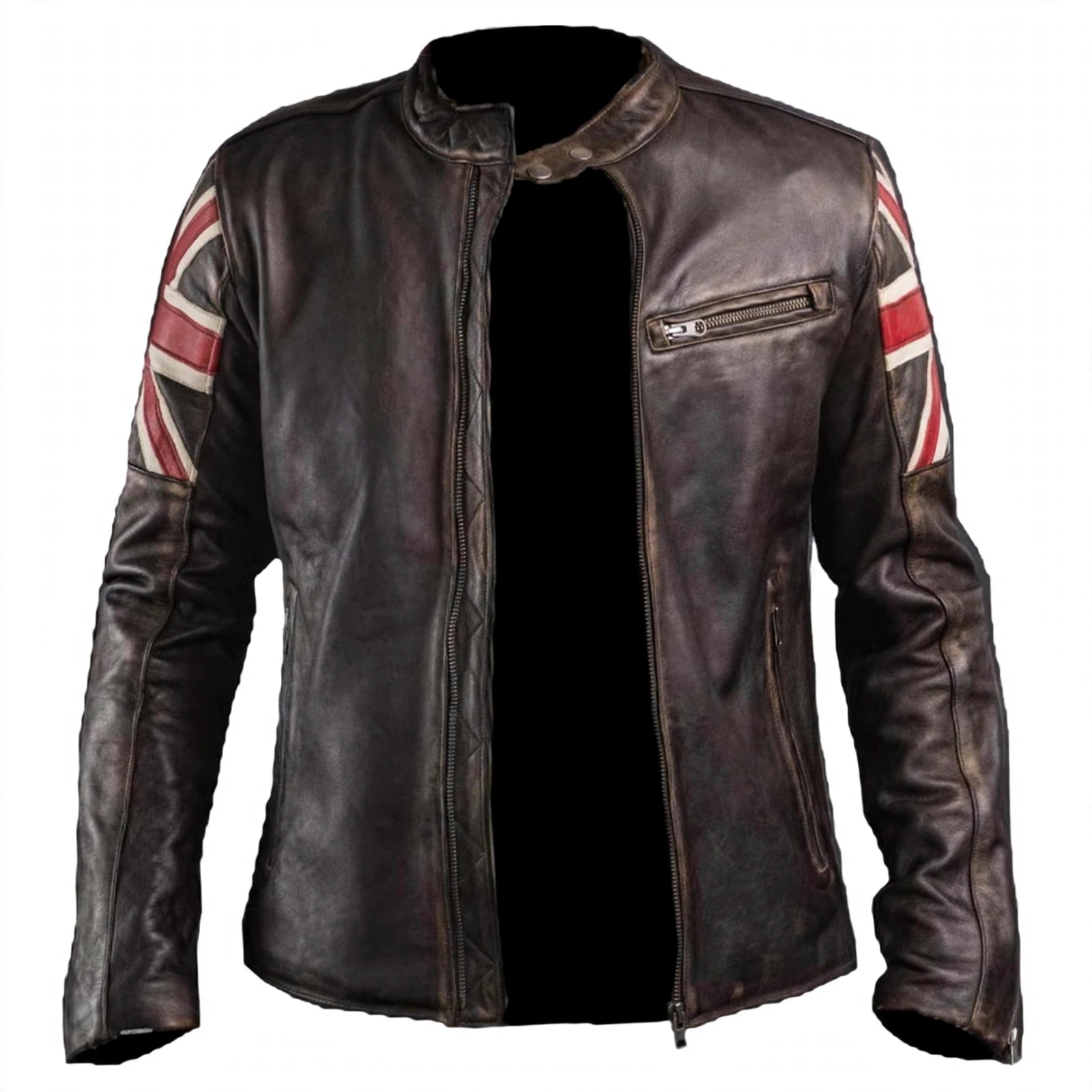 UK Flag Union Black Leather Jacket – view 2