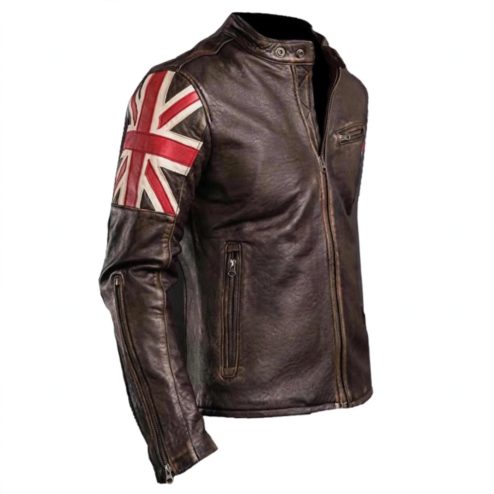 UK Flag Union Black Leather Jacket