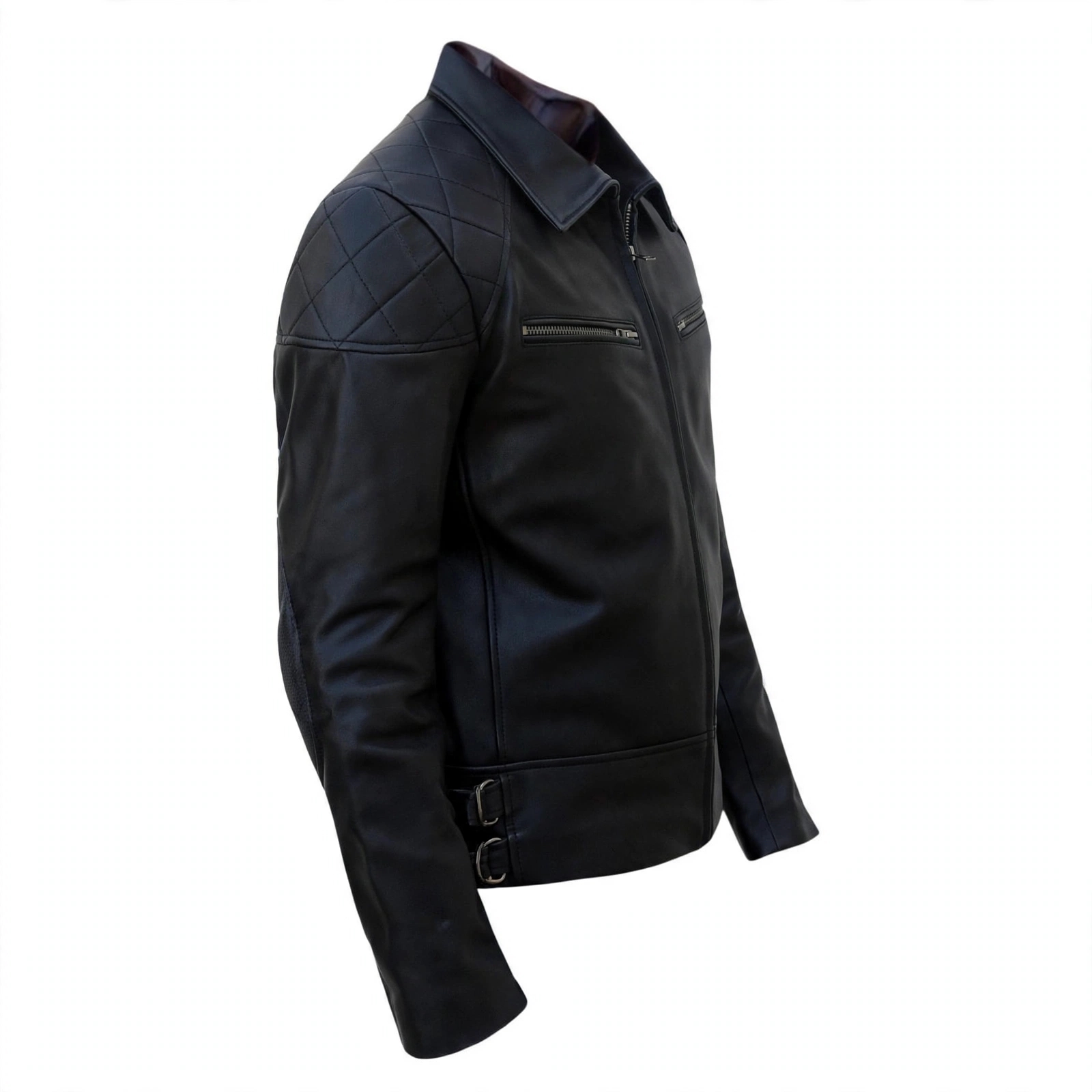 Terminator Black Biker Leather Jacket – view 3