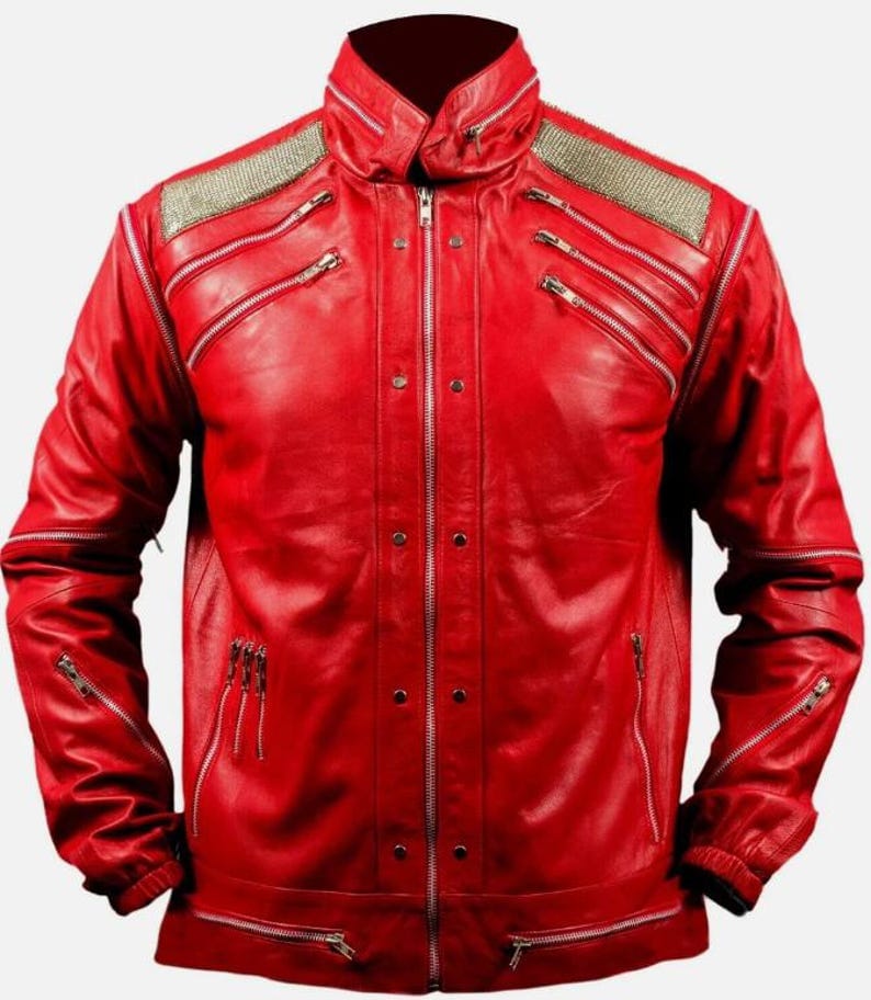 Michael Jackson Beat It Red Leather Jacket | MJ Thriller Moto Jacket