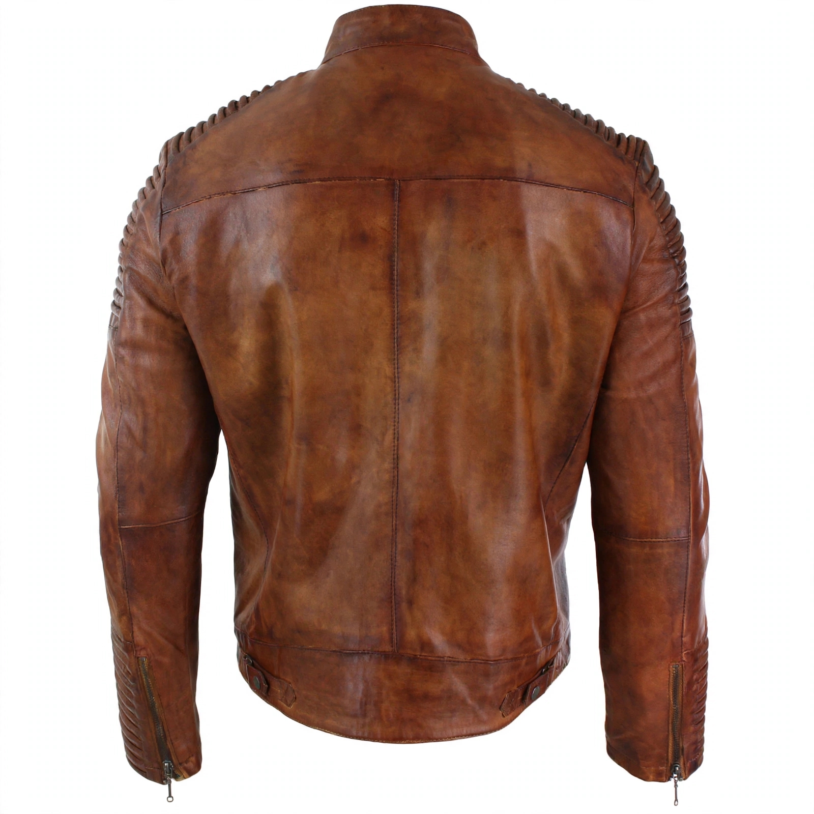 Cafe Racer Bike Rider Brown Leather Jacket – view 3