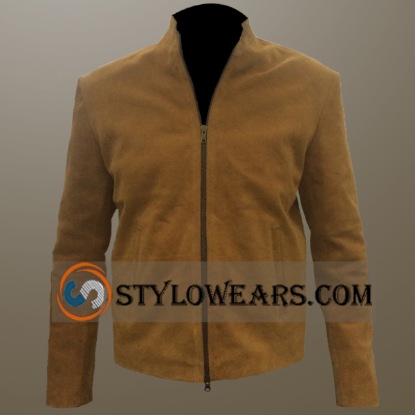 Men Brown Suede Leather Bomber Jacket - Vintage Zip Up Black Suede Jacket