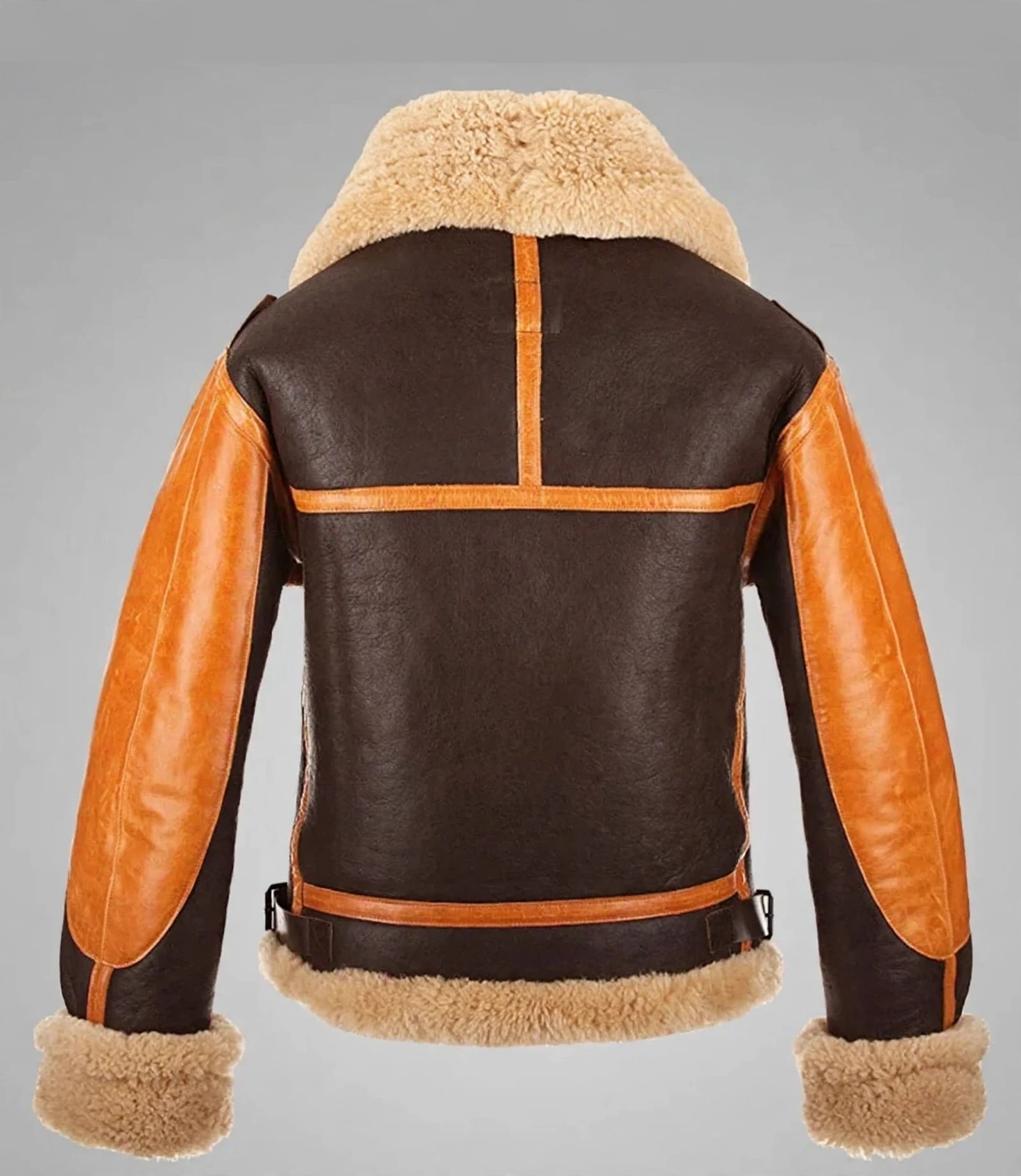 RAF B3 Bomber Shearling Jacket - Brown & Tan Two-Tone Aviator Jacket | Stylowears – view 2