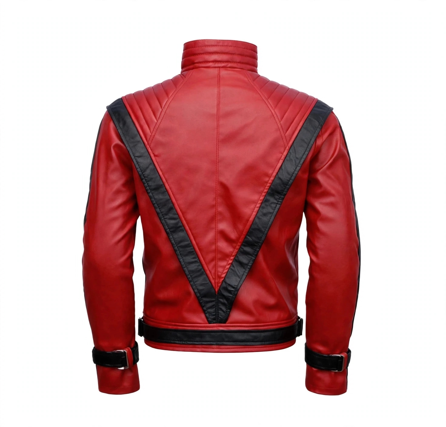 Michael Jackson Thriller Jacket - Red & Black Leather MJ Thriller Costume Jacket for Men – view 2