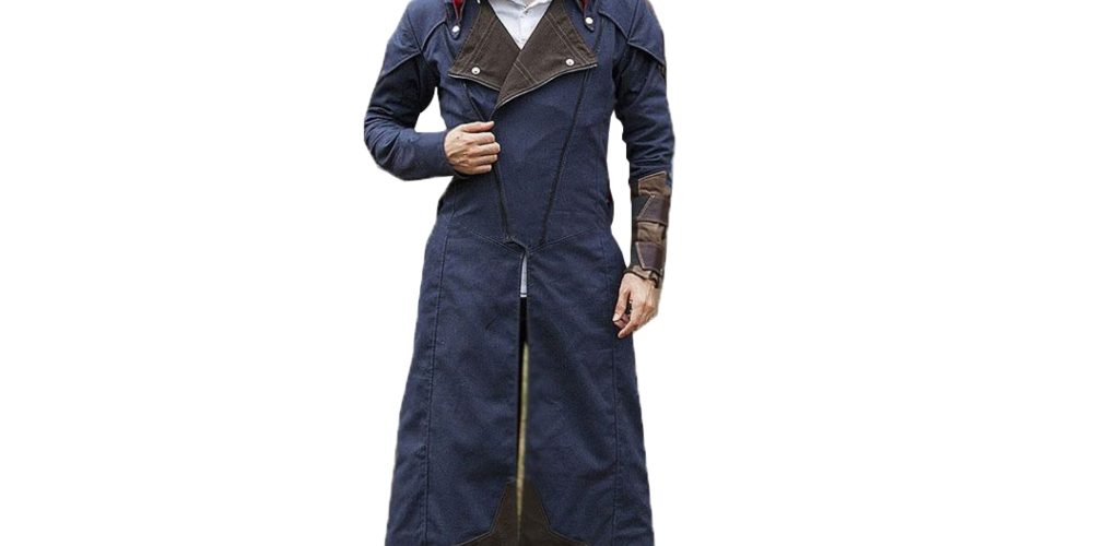 Assassins Creed Unity Arno Dorian Blue Hooded Trench Coat – view 2